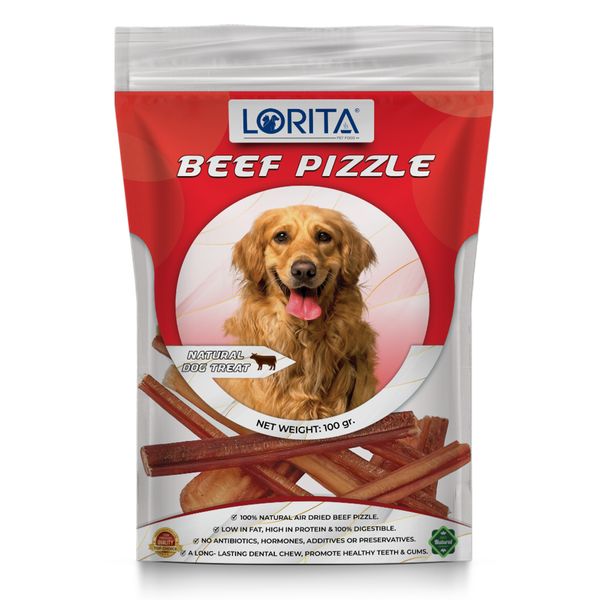  تشویقی سگ لوریتا مدل DRIED BEEF PIZZLE وزن 100 گرم 