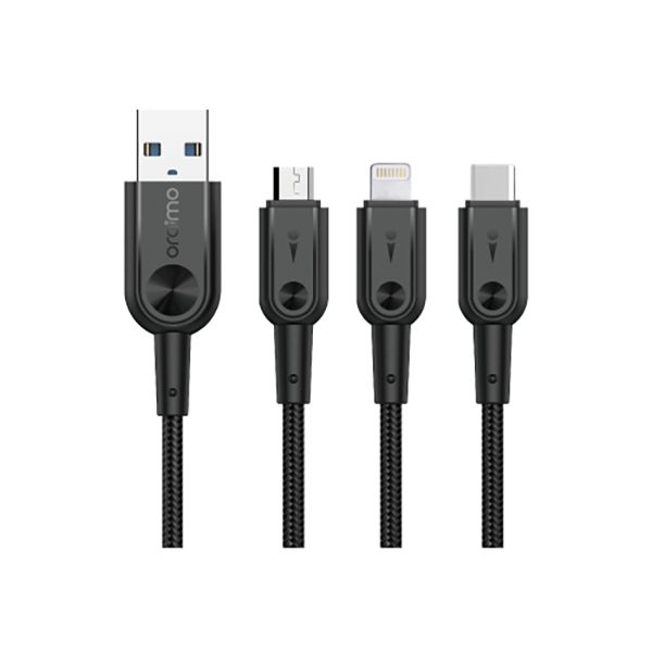 کابل تبدیل USB به USB-C/microUSB/لایتنینگ ارایمو مدل OCD-X102 طول 2 متر