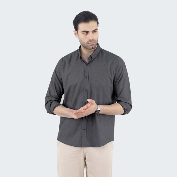 پیراهن آستین بلند مردانه پاتن جامه مدل تترون 102821020284842 رنگ طوسی