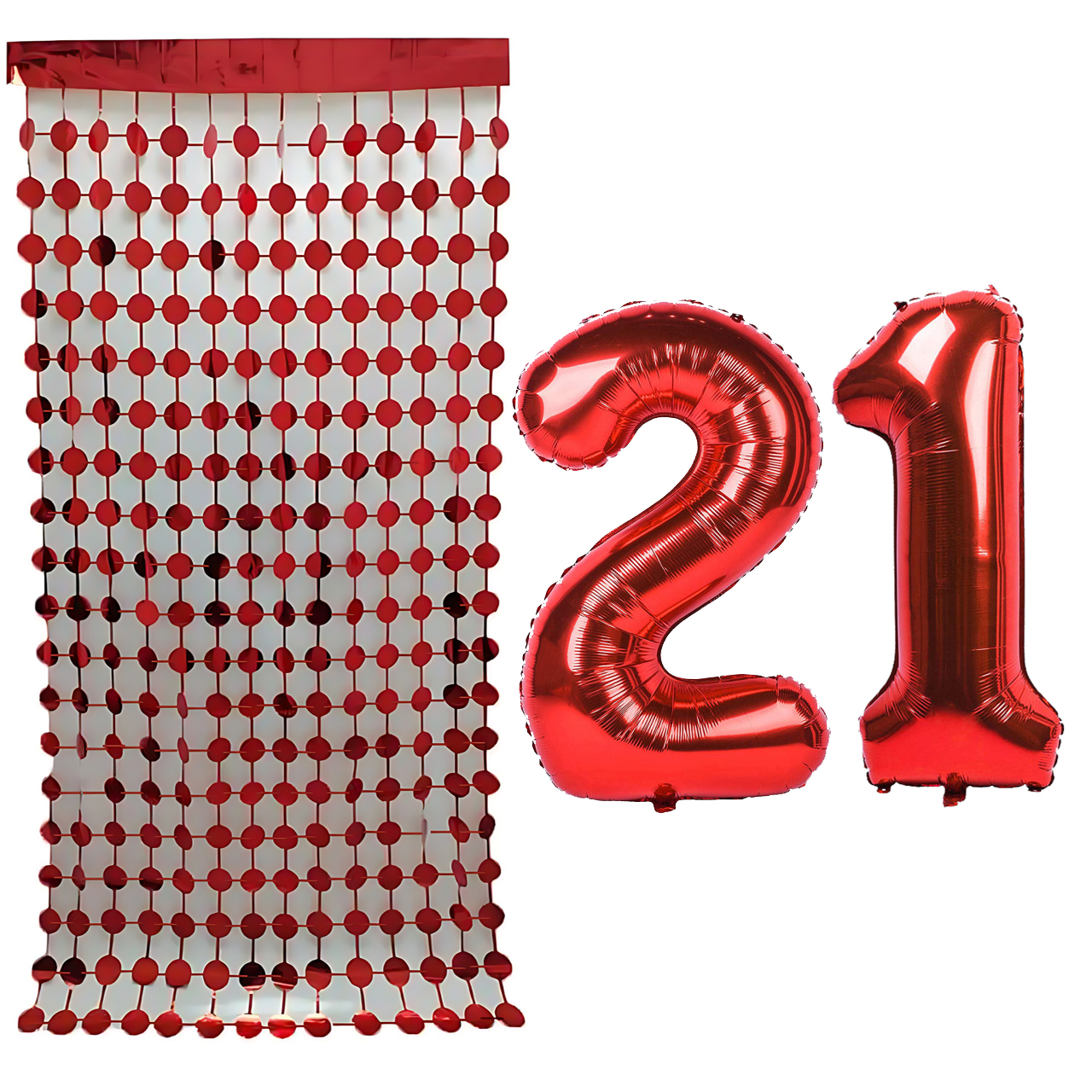 بادکنک فویلی مستر تم طرح عدد 21 به همراه ریسه تزئینی بسته 3 عددی