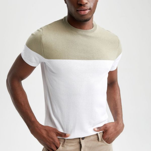 تی شرت آستین کوتاه مردانه دفکتو مدل سوپر پنبه فیت اسلیم