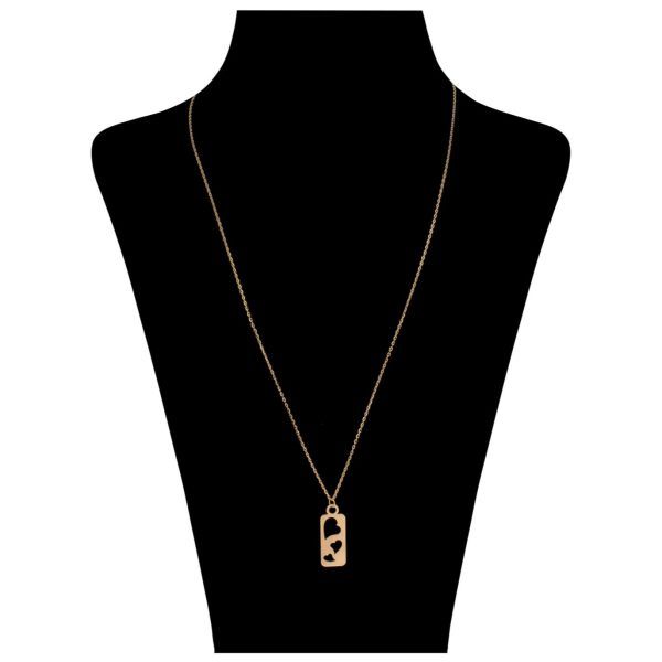 گردنبند طلا 18 عیار زنانه طلای کامک مدل مستطیل طرح قلب 