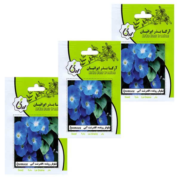 بذر گل نیلوفر رونده گلدرشت آبی آرکا بذر ایرانیان کد 191-ARK مجموعه 3 عددی 