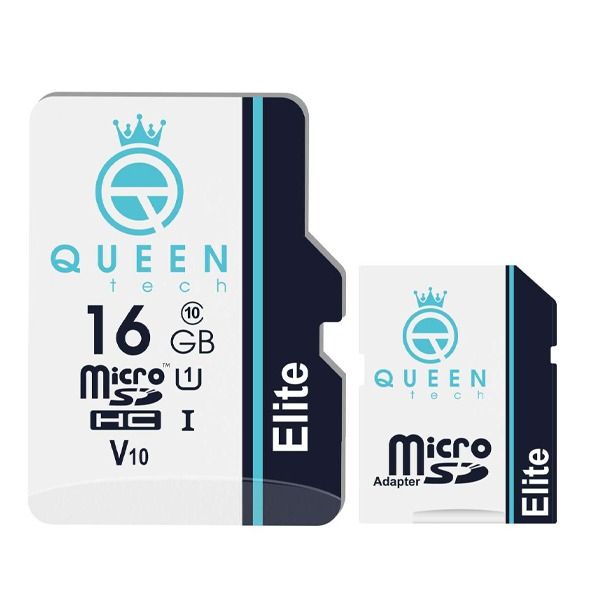 کارت حافظه Micro SDHC کوئین تک مدل Elite V10-433X کلاس 10 استاندارد UHS-l U1 سرعت 65mbps ظرفیت 16 گیگابایت به همراه آداپتور SD