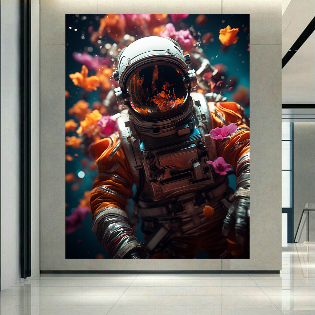پوستر طرح فضانورد و گلها کد AR31358