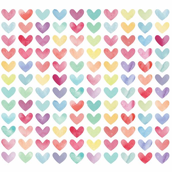استیکر دیواری کودک راتیانا مدل Colorful Hearts بسته 112 عددی