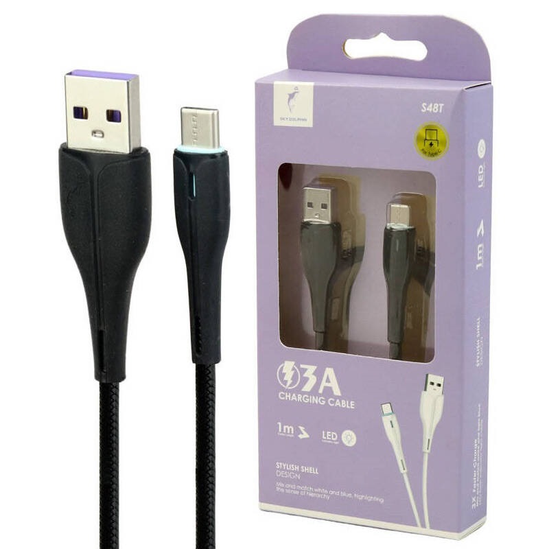 کابل تبدیل USB به USB -c اسکای دلفین مدل S48T طول 1 متر