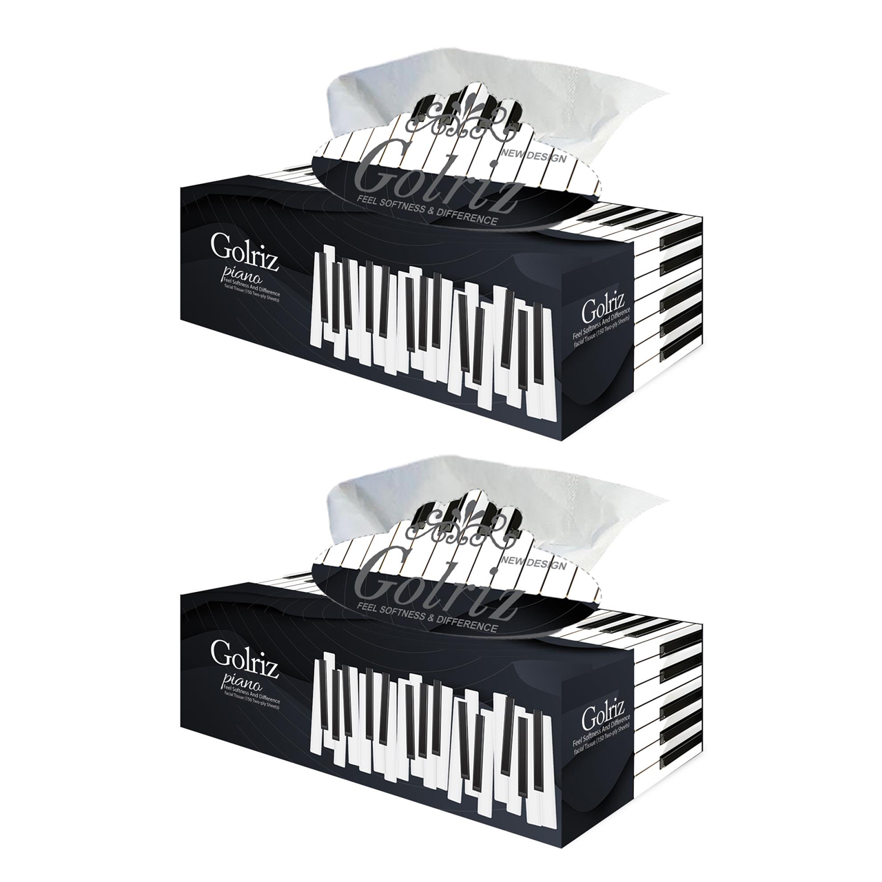 دستمال کاغذی 150 برگ گلریز مدل پیانو مجموعه 2 عددی