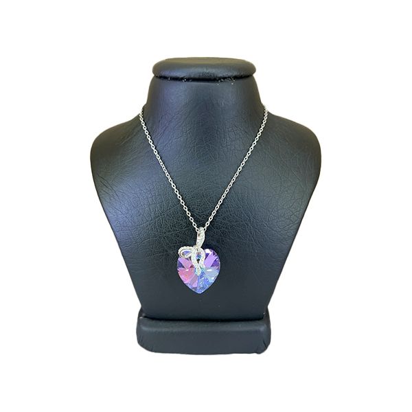 گردنبند نقره زنانه سواروسکی مدل پاپیون و قلب جواهری کد 30006