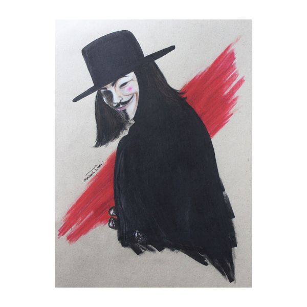 نقاشی مداد رنگی مدل وندتا V For Vendetta کد 01