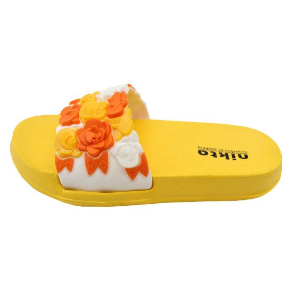 دمپایی دخترانه مدل گل کد 04-397 رنگ زرد