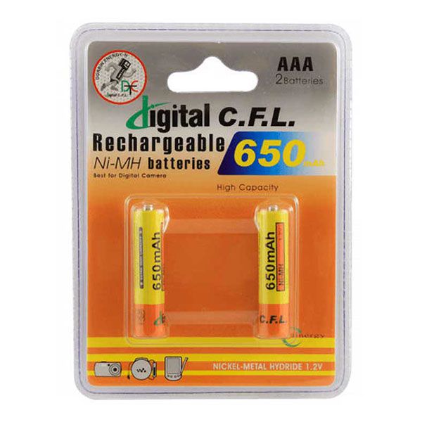 باتری نیم قلمی قابل شارژ سی.اف.ال مدل 650MA بسته دو عددی