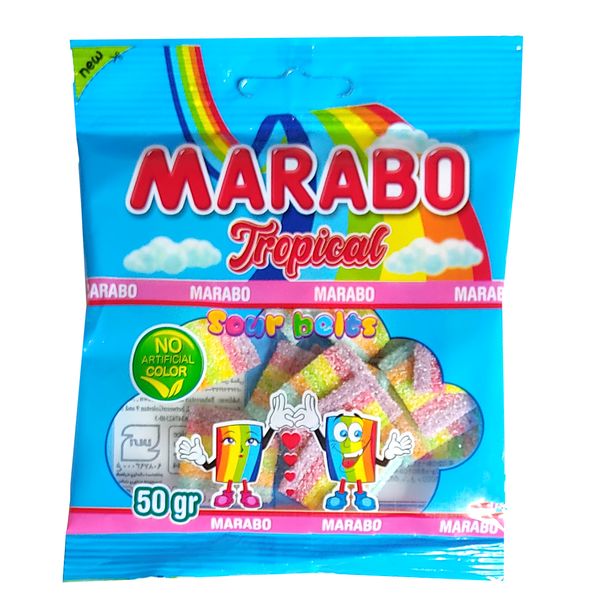 پاستیل نواری شکری میوه ای مارابو - 50 گرم بسته 5 عددی