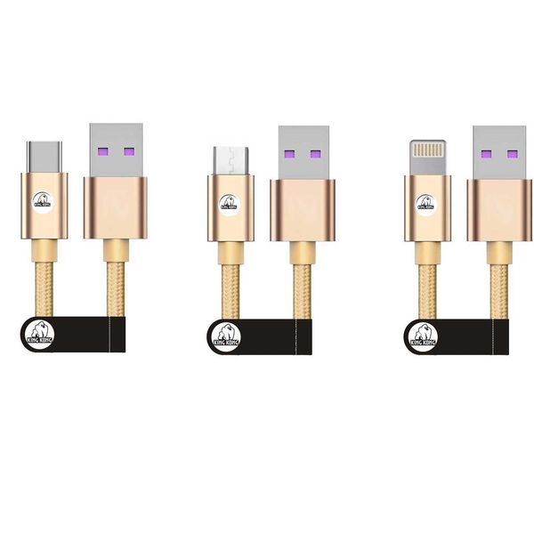 کابل تبدیل USB به MicroUSB کینگ کونگ مدل SUPER-BLK33 طول 0.3 متر به همراه کابل تبدیل USB به USB-C و کابل تبدیل USB به لایتنینگ