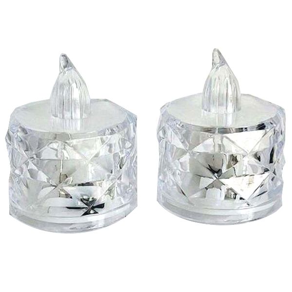 شمع ال ای دی مدل  کریستالی شفاف طرح Diamond مجموعه 2 عددی