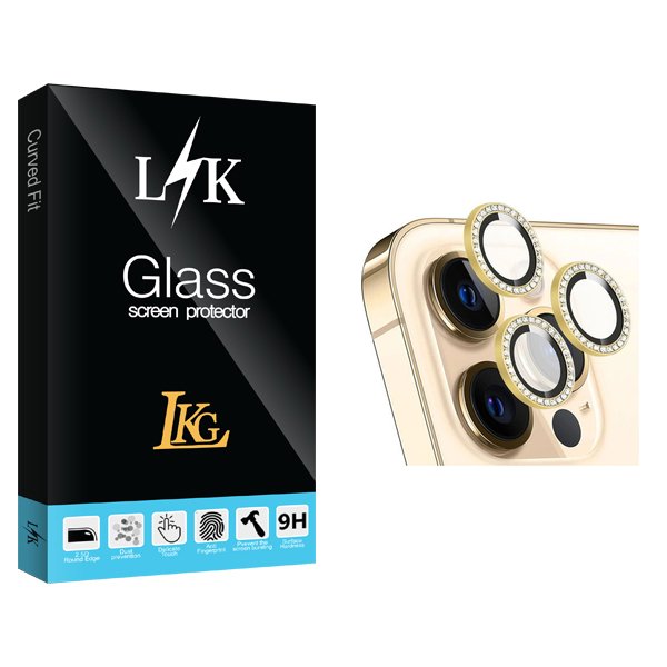 محافظ لنز دوربین ال کا جی مدل LKK رینگی نگین دار مناسب برای گوشی موبایل اپل iPhone 13 Pro Max