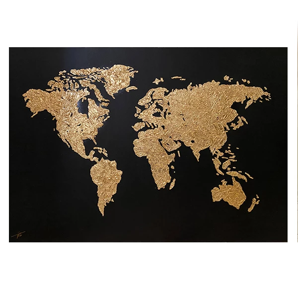  تابلو نقاشی ورق طلا مدل نقشه جهان کد A0009