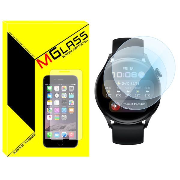 محافظ صفحه نمایش شیشه‌ای ام‌گلس مدل Glass-MG مناسب برای ساعت هوشمند هواوی Watch 3 active edition بسته دو عددی