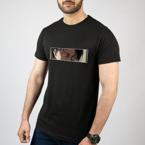تی شرت آستین کوتاه مردانه مدل انیمه اتک آن تایتان طرح لیوای کد A012