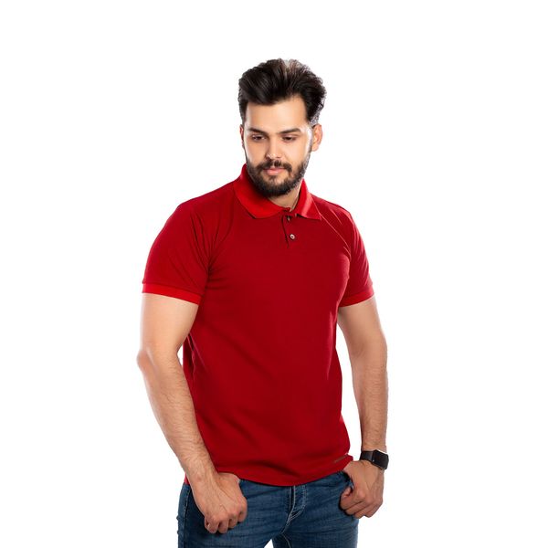 پولوشرت آستین کوتاه مردانه برساد مدل E106 رنگ قرمز
