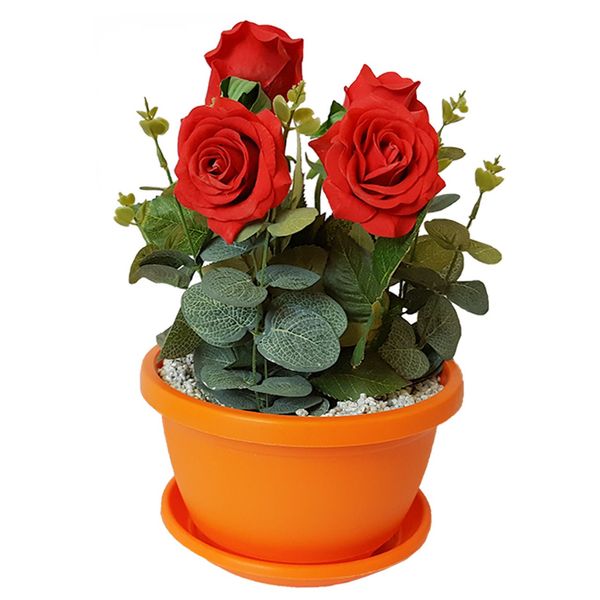 گلدان گل برتاریو مدل Red Rose Plastic