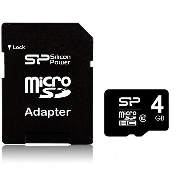 کارت حافظه microSDHC سیلیکون پاور کلاس 10 همراه با آداپتور SD ظرفیت 4 گیگابایت