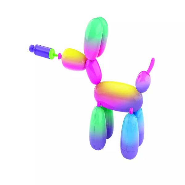 اسباب بازی موس مدل اسکوییکی سگ بادکنکی طرح رنگین کمان