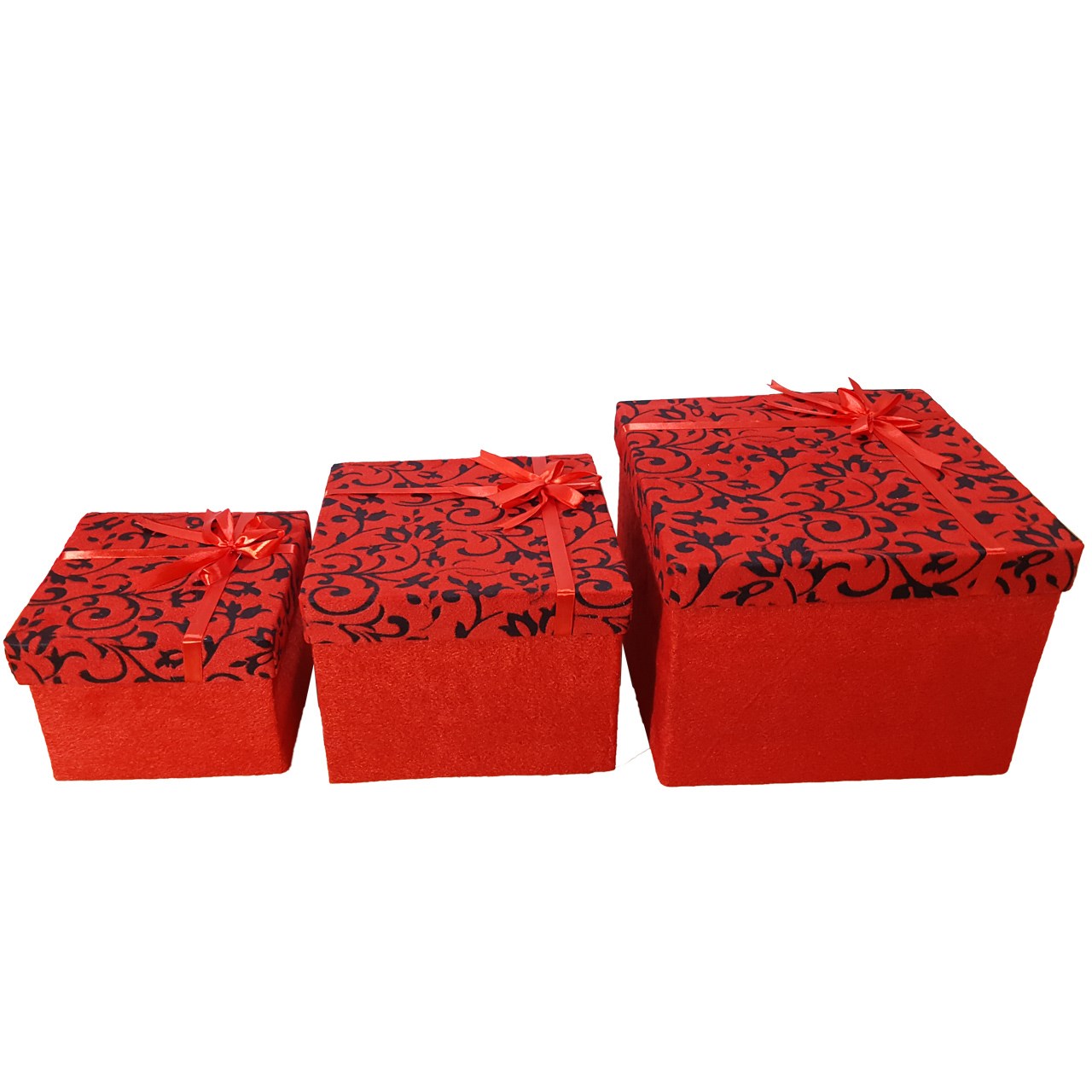 جعبه کادویی طرح flower red کد 030060013 مجموعه 3عددی