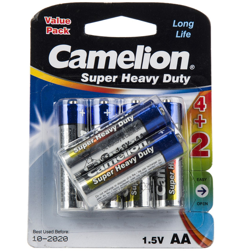 باتری قلمی کملیون مدل Super Heavy Duty بسته 6 عددی