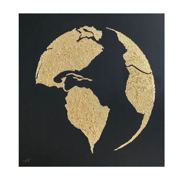 تابلو نقاشی ورق طلا مدل کره زمین کد 8080