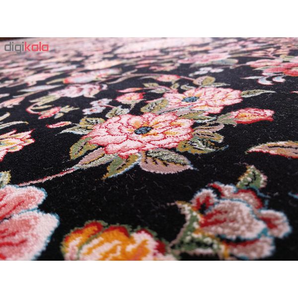 فرش ماشینی زمرد مشهد طرح افشان 36016 زمینه سورمه ای