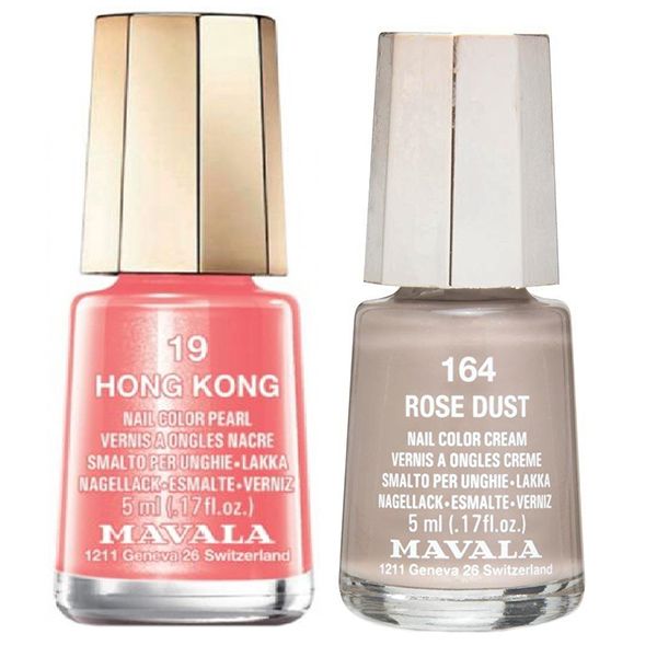 لاک ناخن ماوالا مدل Hong kong شماره 19 به همراه لاک ناخن ماوالا مدل Rose dust شماره 164
