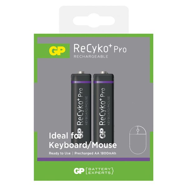 باتری قلمی قابل شارژ جی پی مدل ReCyko Plus Pro 1800 بسته دو عددی