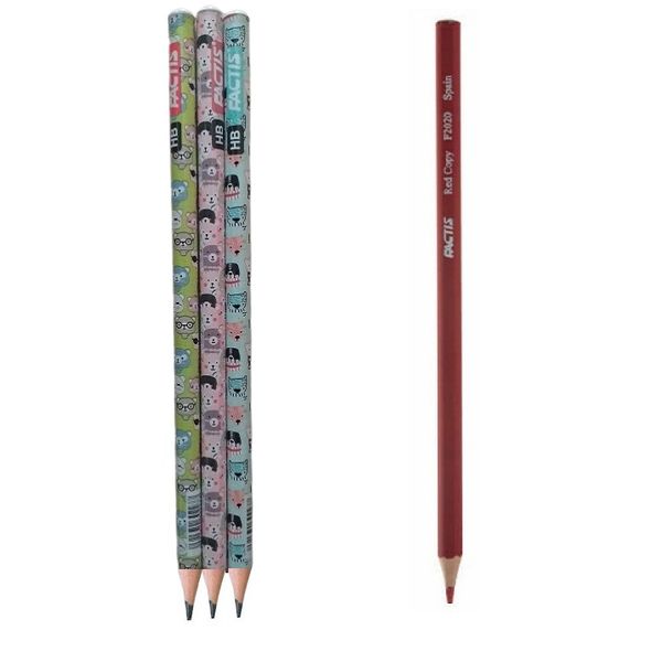 مداد مشکی فکتیس مدل شقایق به همراه مداد قرمز بسته 4 عددی