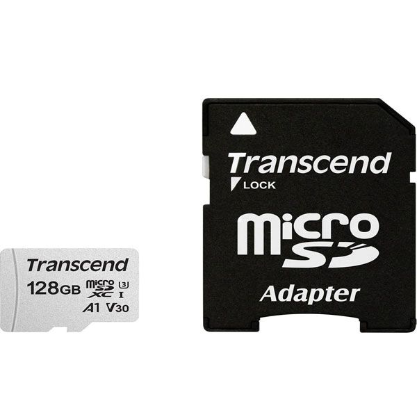 کارت حافظه microSDXC ترنسندمدل 300s کلاس 10 استاندارد UHS-I سرعت 95MBps ظرفیت 128 گیگابایت به همراه آداپتور SD