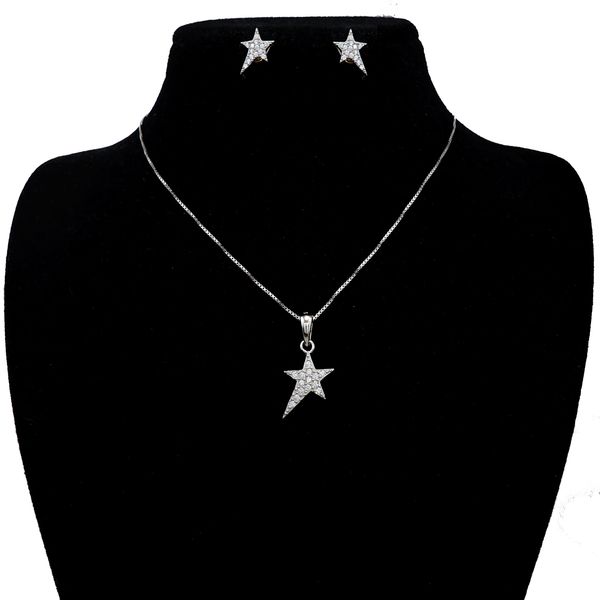 نیم ست نقره زنانه آی جواهر طرح ستاره کد 77329NN