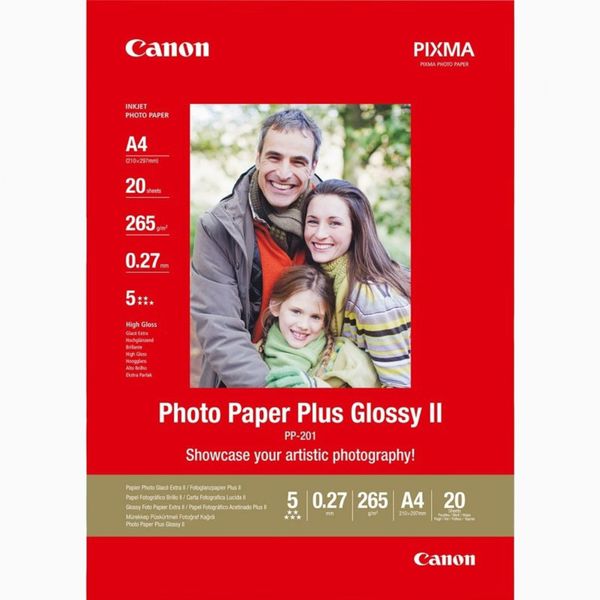 کاغذ چاپ عکس گلاسه کانن مدل Pixma PP-201 سایز A4 بسته 20 عددی