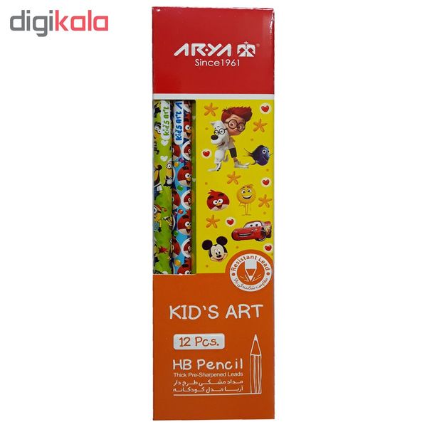 مداد مشکی آریا مدل KID'S ART کد A4 بسته 12 عددی
