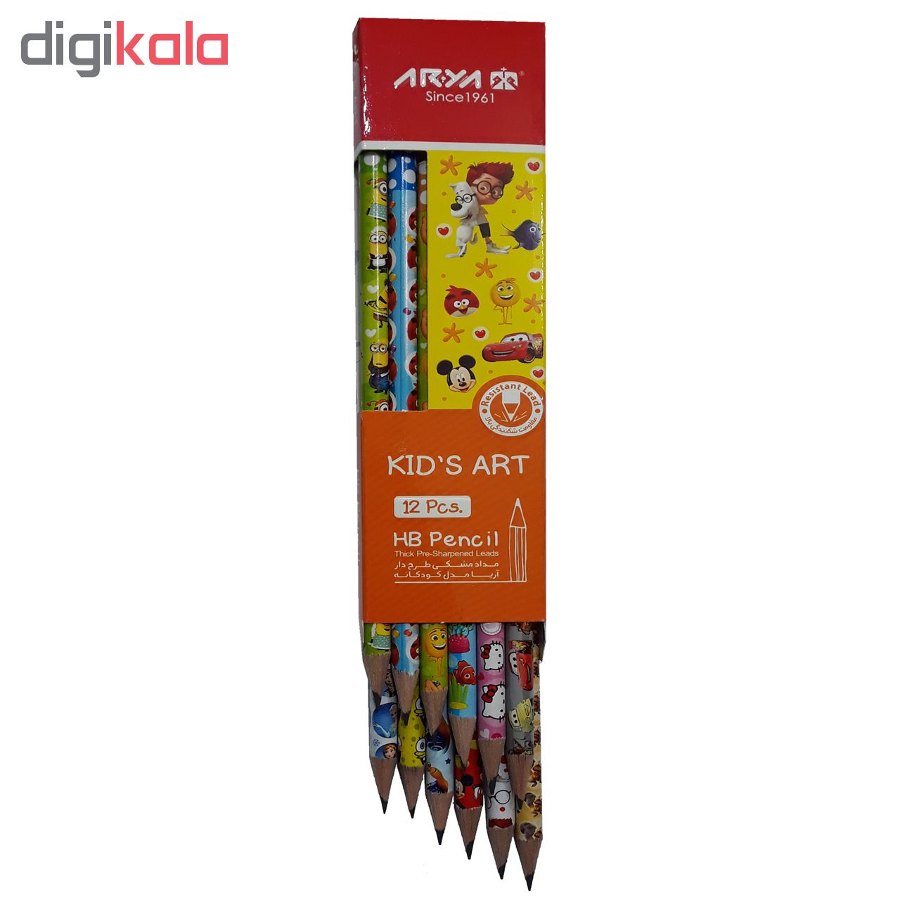 مداد مشکی آریا مدل KID'S ART کد A4 بسته 12 عددی