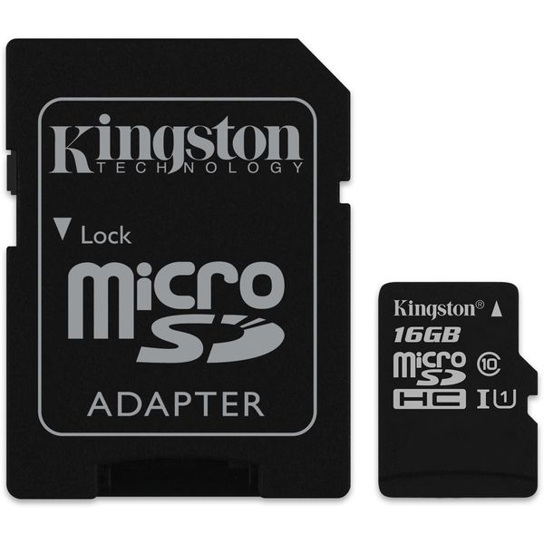 کارت حافظه microSDXC کینگستون مدل Canvas کلاس 10 استاندارد UHS-I U1 ظرفیت 16 گیگابایت 80MBps به همراه آداپتور SD