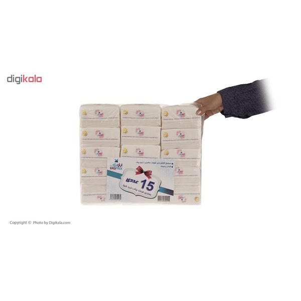 دستمال کاغذی 100 برگ ایزی پیک مدل Flower بسته 15 عددی
