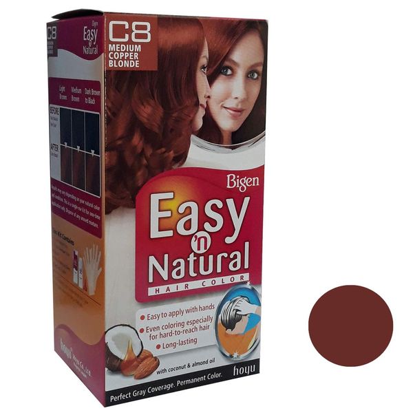 کیت رنگ مو بیگن سری Easy Natural شماره C8 حجم 75 میلی لیتر رنگ بلوند مسی متوسط