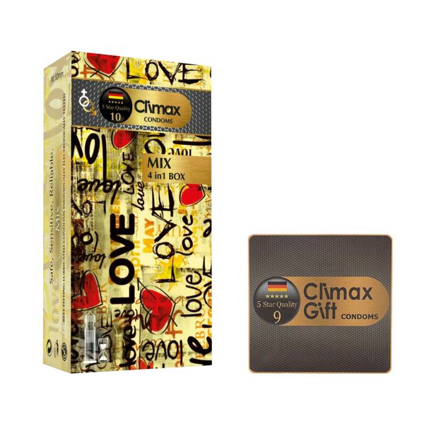 کاندوم کلایمکس مدل Mix 4 in 1 بسته 12 عددی به همراه کاندوم مدل Gift