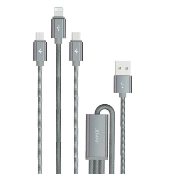 کابل تبدیل USB به لایتنینگ/USB-C/microUSB جووی مدل li61 طول 1.5 متر