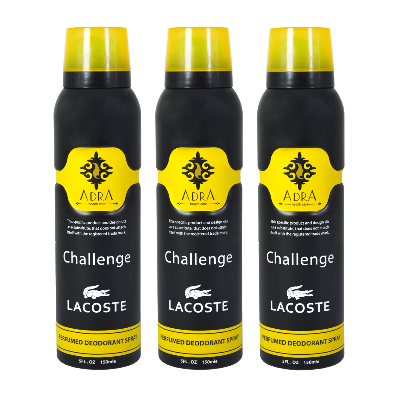 اسپری خوشبو کننده بدن مردانه آدرا مدل Lacoste Challenge حجم 150 میلی لیتر مجموعه 3 عددی