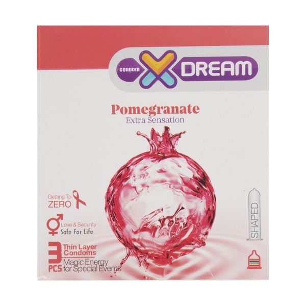کاندوم ایکس دریم مدل Pomegranate بسته 3 عددی