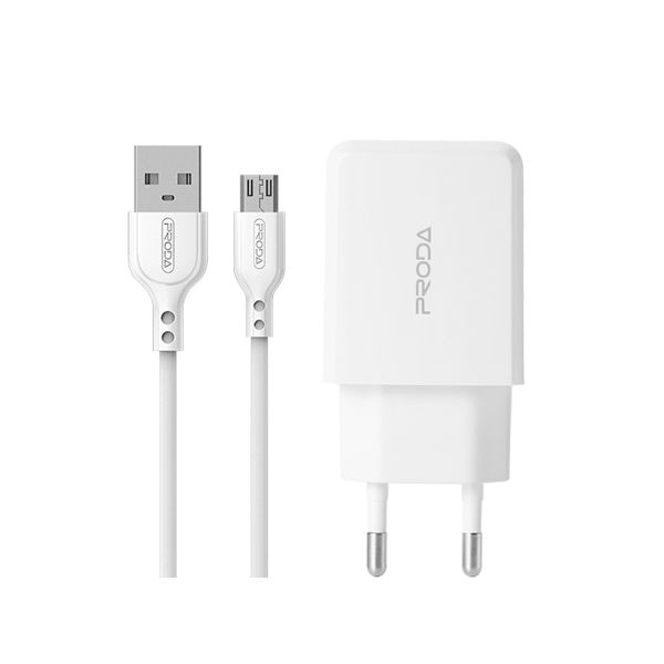 شارژر دیواری پرودا مدل lin-01 به همراه کابل تبدیل microUSB