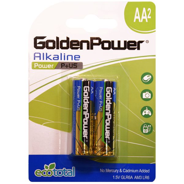 باتری قلمی گلدن پاور مدل Eco Total Power Alkaline بسته 2 عددی