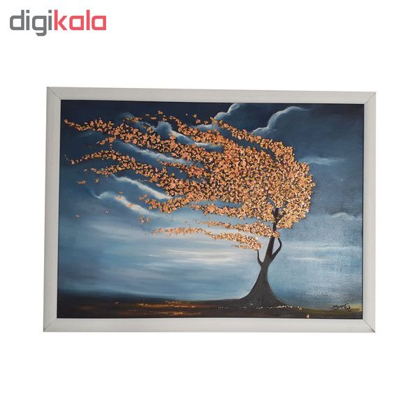 تابلو نقاشی رنگ روغن طرح درخت طلایی کد 017
