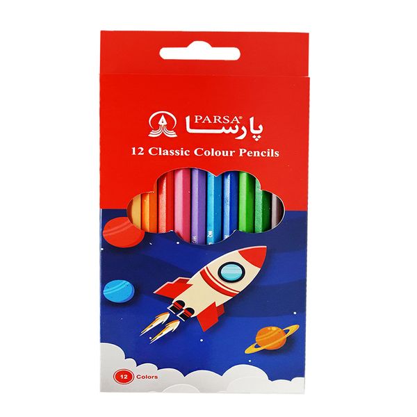 مداد رنگی 12 رنگ پارسا طرح فضانورد کد 110713